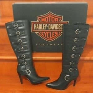 👢🔮Genuine leather Harley davidson boots With Buckles